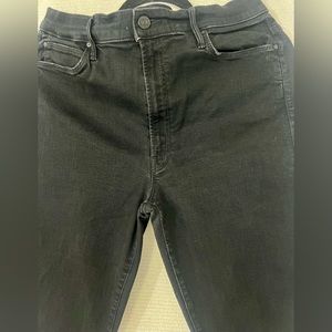 Mother Black Denim Jeans. Stunner zip ankle step fray. Size 34